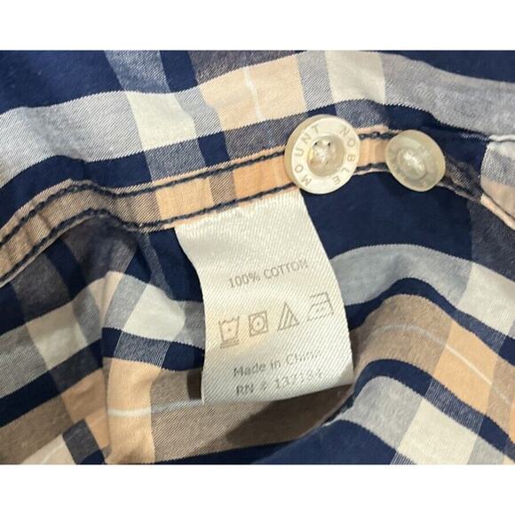 Noble Mount Button Front Shirt Men's Size M Multicolor Dark Plaid Long Sleeve - Picture 6 of 8